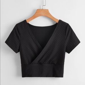 Solid Ribbed Crop Tee